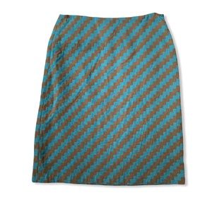 J.Crew wool skirt in zigzag design aqua & brown, A line shape, vintage chevron